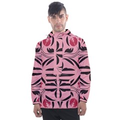 Floral Folk Damask Pattern  Men s Front Pocket Pullover Windbreaker by Eskimos