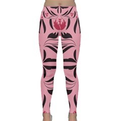 Floral Folk Damask Pattern  Lightweight Velour Classic Yoga Leggings by Eskimos