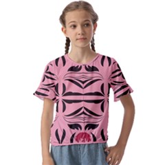 Floral Folk Damask Pattern  Kids  Cuff Sleeve Scrunch Bottom Tee