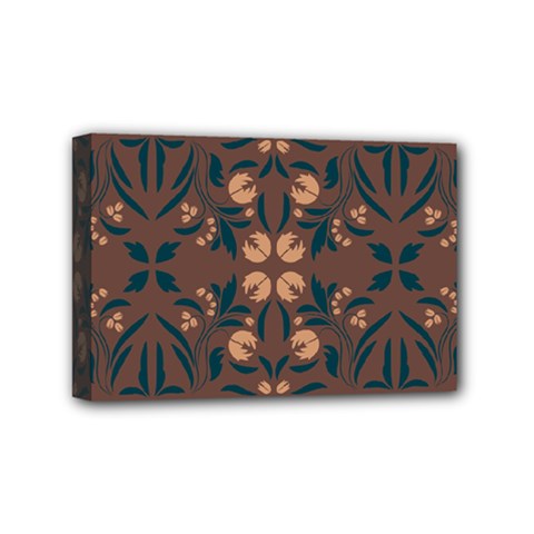 Floral Folk Damask Pattern  Mini Canvas 6  X 4  (stretched) by Eskimos