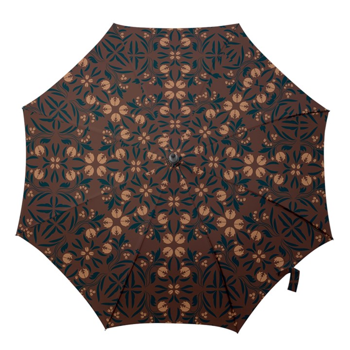 Floral folk damask pattern  Hook Handle Umbrellas (Large)