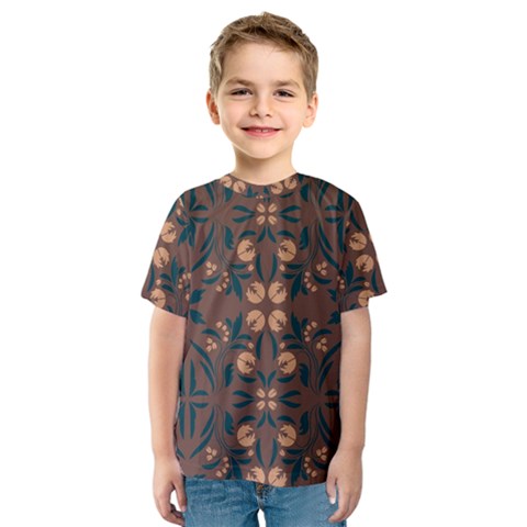 Floral Folk Damask Pattern  Kids  Sport Mesh Tee by Eskimos