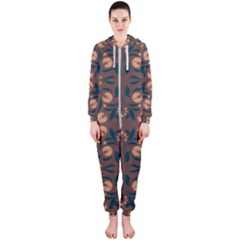 Floral Folk Damask Pattern  Hooded Jumpsuit (ladies) by Eskimos