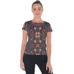 Floral Folk Damask Pattern  Short Sleeve Sports Top  by Eskimos