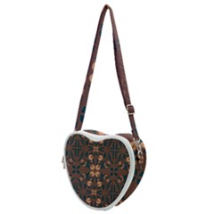 Floral Folk Damask Pattern  Heart Shoulder Bag by Eskimos