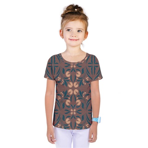 Floral Folk Damask Pattern  Kids  One Piece Tee by Eskimos