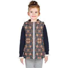 Floral Folk Damask Pattern  Kids  Hooded Puffer Vest by Eskimos