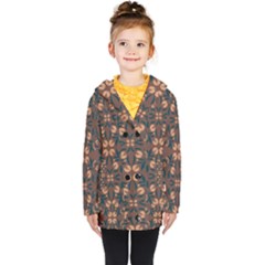 Floral Folk Damask Pattern  Kids  Double Breasted Button Coat by Eskimos