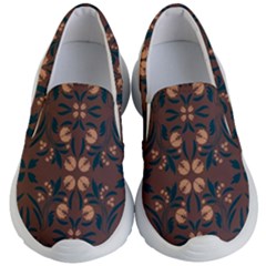 Floral Folk Damask Pattern  Kids Lightweight Slip Ons by Eskimos