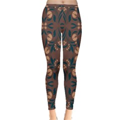 Floral Folk Damask Pattern  Inside Out Leggings by Eskimos