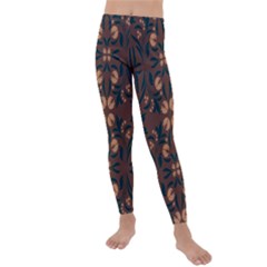 Floral Folk Damask Pattern  Kids  Lightweight Velour Leggings by Eskimos