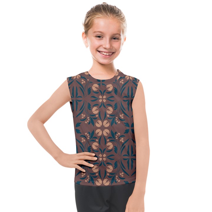 Floral folk damask pattern  Kids  Mesh Tank Top