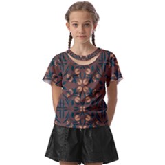 Floral Folk Damask Pattern  Kids  Front Cut Tee by Eskimos