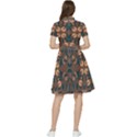 Floral folk damask pattern  Short Sleeve Waist Detail Dress View2