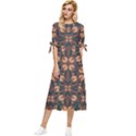 Floral folk damask pattern  Bow Sleeve Chiffon Midi Dress View1