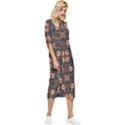 Floral folk damask pattern  Bow Sleeve Chiffon Midi Dress View3