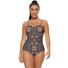 Floral Folk Damask Pattern  Retro Full Coverage Swimsuit