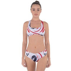 Folk Flowers Print Floral Pattern Ethnic Art Criss Cross Bikini Set by Eskimos