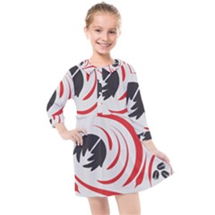 Folk Flowers Print Floral Pattern Ethnic Art Kids  Quarter Sleeve Shirt Dress by Eskimos