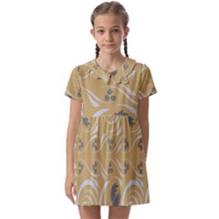 Folk Flowers Print Floral Pattern Ethnic Art Kids  Asymmetric Collar Dress by Eskimos