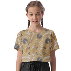 Folk Flowers Print Floral Pattern Ethnic Art Kids  Basic Tee