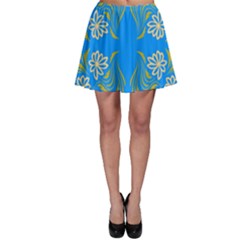 Floral Folk Damask Pattern  Skater Skirt by Eskimos