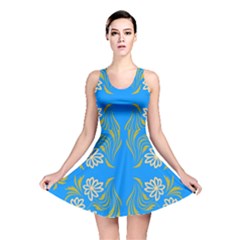 Floral Folk Damask Pattern  Reversible Skater Dress by Eskimos