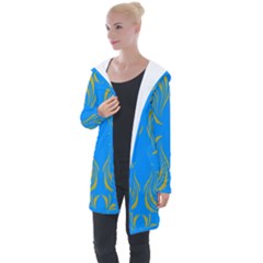 Floral Folk Damask Pattern  Longline Hooded Cardigan by Eskimos