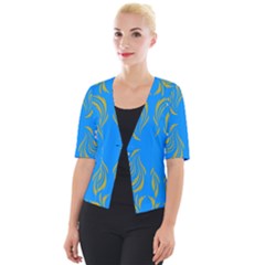 Floral Folk Damask Pattern  Cropped Button Cardigan by Eskimos