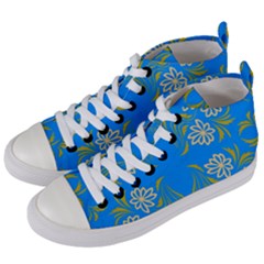 Floral Folk Damask Pattern  Women s Mid-top Canvas Sneakers by Eskimos