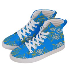 Floral Folk Damask Pattern  Men s Hi-top Skate Sneakers by Eskimos