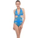 Floral folk damask pattern  Halter Front Plunge Swimsuit View1