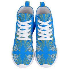 Floral Folk Damask Pattern  Women s Lightweight High Top Sneakers by Eskimos