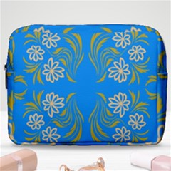 Floral Folk Damask Pattern  Make Up Pouch (large) by Eskimos