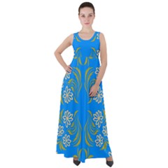 Floral Folk Damask Pattern  Empire Waist Velour Maxi Dress by Eskimos