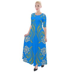 Floral Folk Damask Pattern  Half Sleeves Maxi Dress by Eskimos