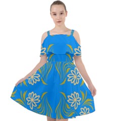 Floral Folk Damask Pattern  Cut Out Shoulders Chiffon Dress by Eskimos