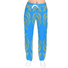 Floral Folk Damask Pattern  Women Velvet Drawstring Pants by Eskimos