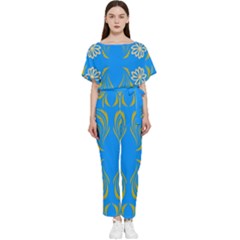 Floral Folk Damask Pattern  Batwing Lightweight Chiffon Jumpsuit by Eskimos