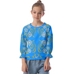 Floral Folk Damask Pattern  Kids  Cuff Sleeve Top