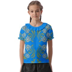 Floral Folk Damask Pattern  Kids  Frill Chiffon Blouse by Eskimos