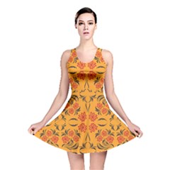 Floral Folk Damask Pattern  Reversible Skater Dress by Eskimos