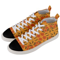 Floral Folk Damask Pattern  Men s Mid-top Canvas Sneakers by Eskimos