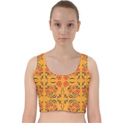 Floral Folk Damask Pattern  Velvet Racer Back Crop Top by Eskimos