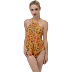 Floral Folk Damask Pattern  Go With The Flow One Piece Swimsuit by Eskimos