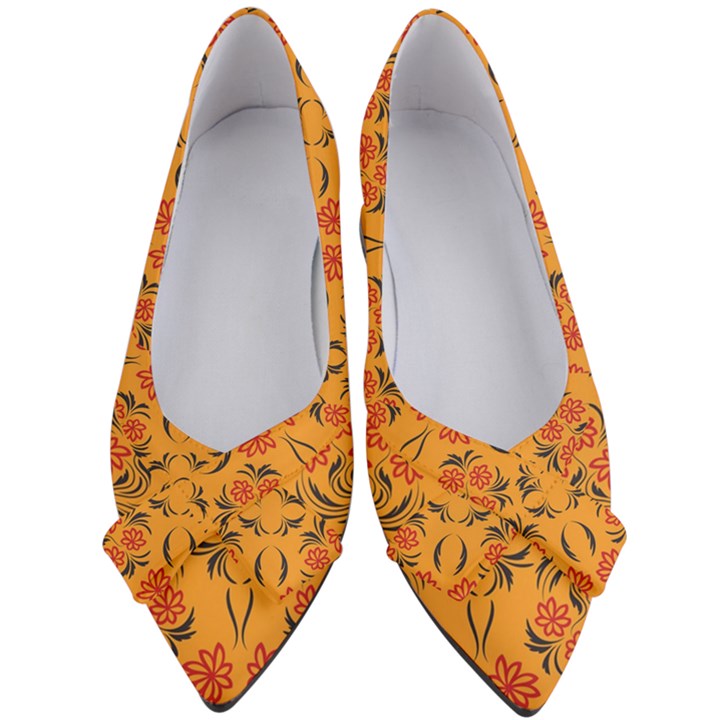 Floral folk damask pattern  Women s Bow Heels