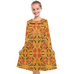 Floral Folk Damask Pattern  Kids  Midi Sailor Dress by Eskimos