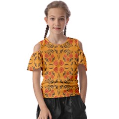 Floral Folk Damask Pattern  Kids  Butterfly Cutout Tee