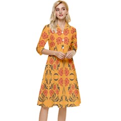 Floral Folk Damask Pattern  Classy Knee Length Dress