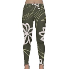 Folk Flowers Print Floral Pattern Ethnic Art Classic Yoga Leggings by Eskimos